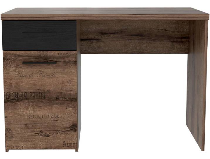 Kinderschreibtisch FORTE Jacky , braun (schlammeichefarben, schwarzeichefarben), B:110cm H:76cm T:53cm, Tische, Kinderschreibtisch, mit 1 Schubkasten