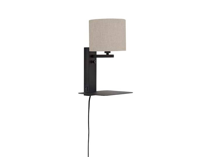 Applique noire avec tablette et abat-jour H42cm