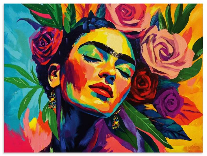 Wandbild ARTLAND Die florale Umarmung, Rosen Mädchen , bunt (farbe bild(er): farbig), B:80cm H:60cm, Alu Dibond, Bilder, Wandbild, als Alubild, Leinwandbild, Poster, Wandaufkleber in verschied. Grössen