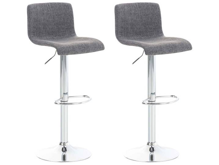 TPFLiving 1er Set Barhocker Hope Gestell Metall in Chromoptik Stoff - Hellgrau