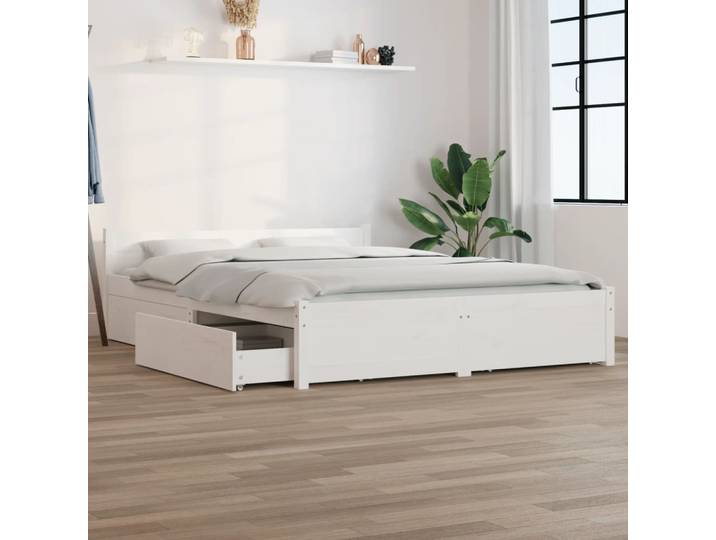 vidaXL Bett mit Schubladen Weiß 140x200 cm