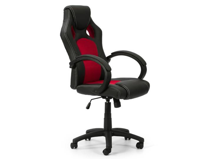 Fauteuil de bureau réglable/inclinable tapissé similicuir,noir/rouge