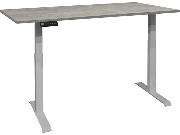 Schreibtisch MÄUSBACHER Big System Office , silber (silber, beton, silber, beton), B:120cm, Tische, Schreibtisch, Breite 120 cm, elektrisch höhenverstellbar