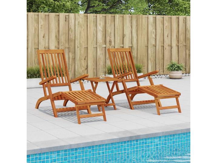 vidaXL Reclining and Folding Sunlounger 2 stk. Massivholz Akazie Natur