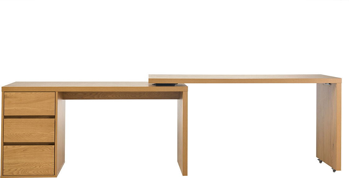 Miliboo Bureau modulable avec rangements finition bois clair chêne L153-269 cm MELVIN