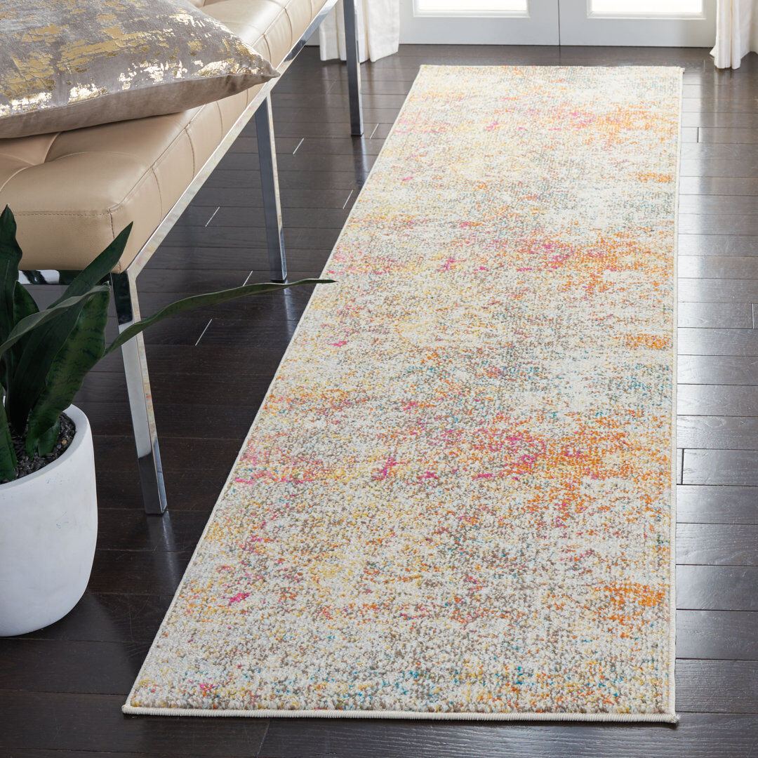 Borough Wharf Steelman Abstract Area Rug Gray Runner 66 x 244 cm