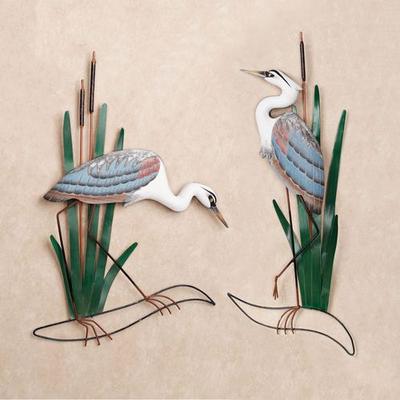 T.i./New Metal Design Blue Heron Wall Art Set Multi Cool Set of Two, Set of Two, Multi Cool