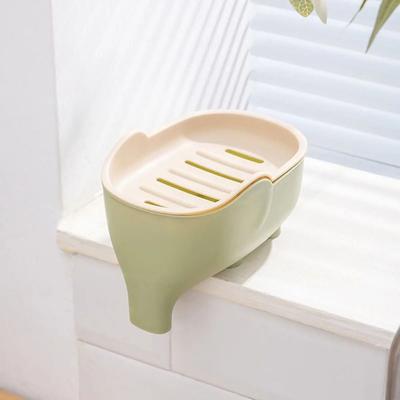 Uplifted Goods Elephant Shaped Double Layer Soap Box For Bathroom And Sink green