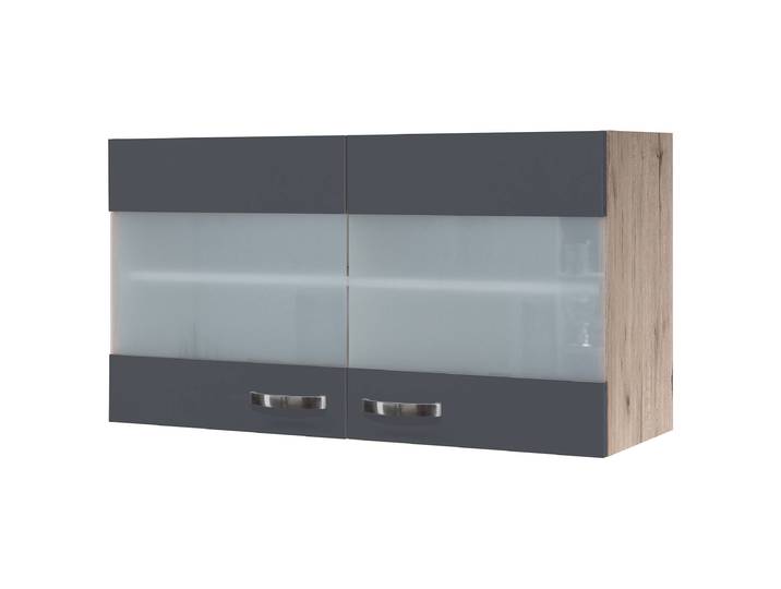 Hängeschrank Glas horizontal 100cm Grau/Basalt