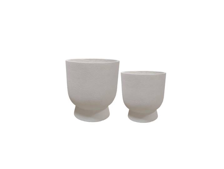 Mondex Blumentopf Herva 2er Set Beige 37/37/39 cm Keramik, Weiß, 39 cm, Dekoration, Blumen & Blumentöpfe, Übertöpfe