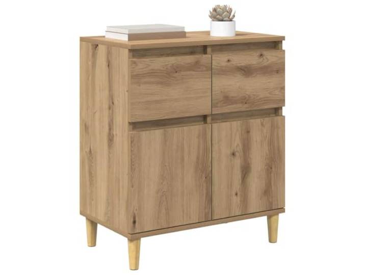 KTHLBRH Sideboard Eiche Handwerk 60 x 35 x 70 cm Holz mehrschichtig 2 kugelgelagerte Schubladen, 2 Scharniertüren, einfache Reinigung, 60 kg Kapazität