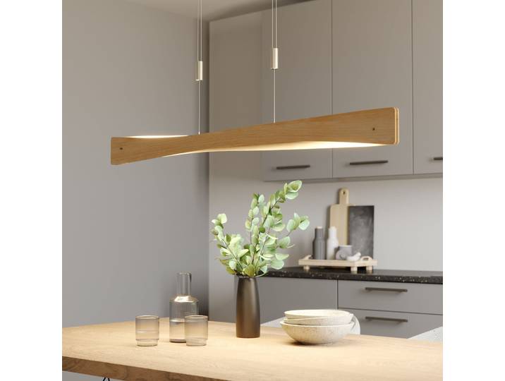 Lian Suspension Oak - Lucande Quitani - Salon / séjour - Design - Bois - À ampoule unique