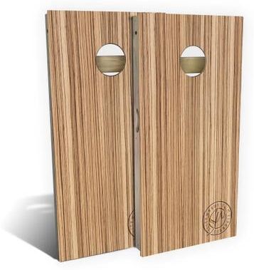 Skip's Garage Zebra Wood Outdoor Cornhole Board Set