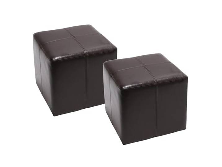 Mendler 2er-Set Sitzwürfel Hocker Sitzhocker Onex 36x36x36cm - braun Leder + Kunstleder, MVG-Zertifiziert