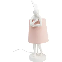 KARE DESIGN Tischleuchte Animal Rabbit Polyresin Weiß, Rosa Weiß / 50 cm