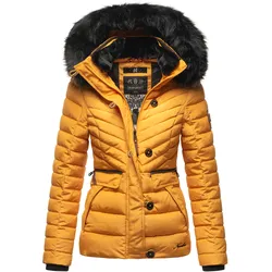 NAVAHOO Damen Winterjacke Warm gefütterte Steppjacke mit Kunstfell-Kapuze Wisteriaa