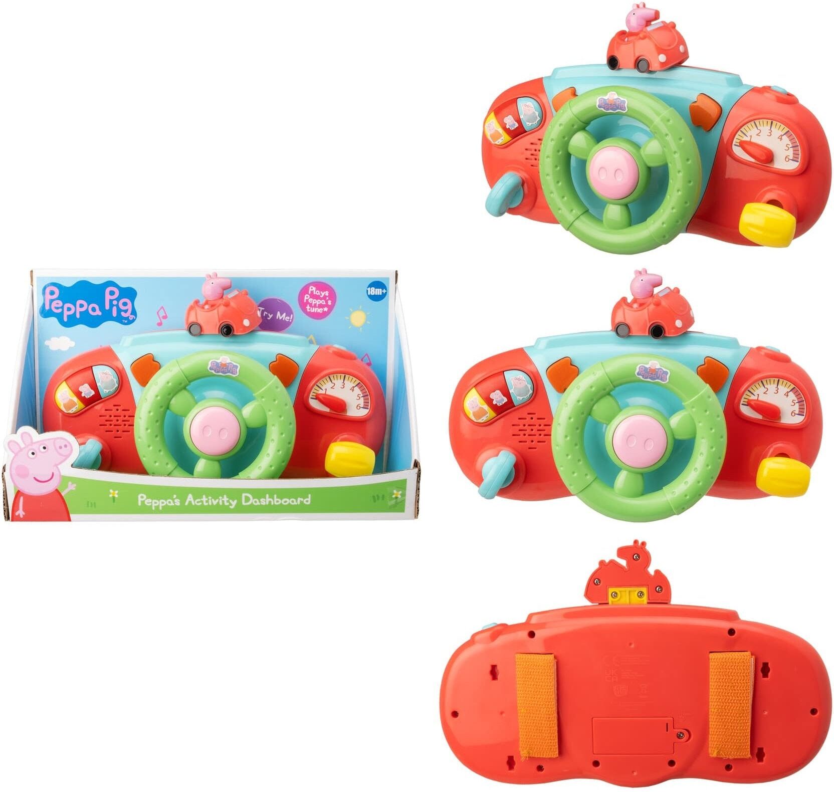HTI Peppa Pig Activity Dashboard Interactive Steering Wheel Toy for Kids with Lights, Sounds and Moving Features - Ages 3 and Up