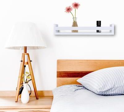 "Danya B. Single Tier 18"" Wall Mount Decorative Spice / Supplement/ Home Decor Organizer Rack Shelf- White"