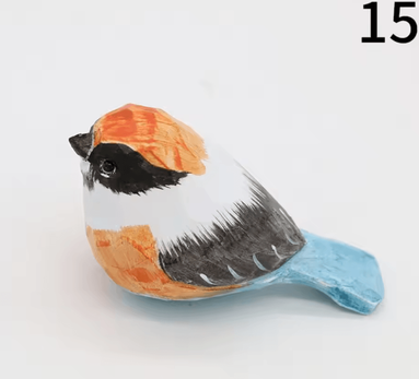 Inspire Curations Hand Carved Wooden Bird Figurine Mini Handmade Wood Bird Decor Cute Ornament 15