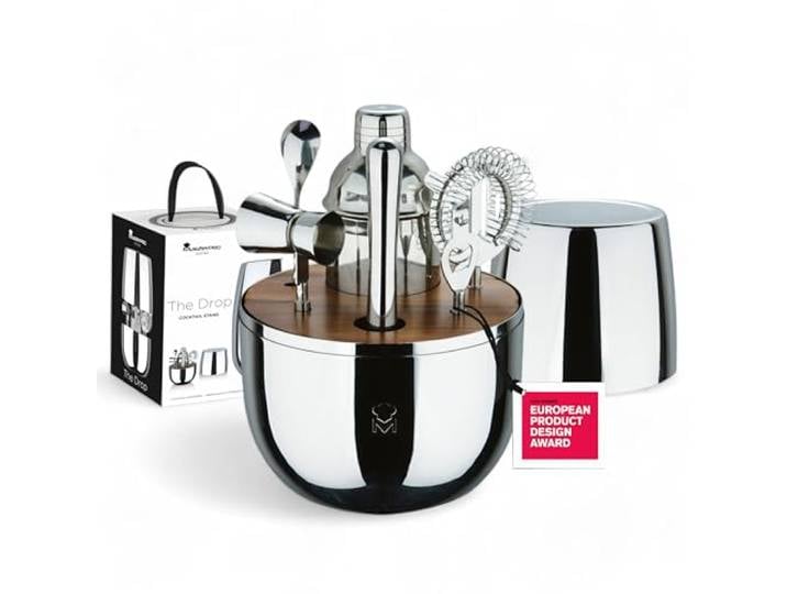 MasterPRO The Drop - 6-teiliges Cocktail-Set aus Edelstahl - mit Sieb, Flaschenöffner, langem Löffel, Cocktail-Shaker, Jigger, Zerkleinerer - stilvoll und professionell