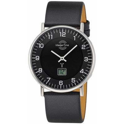 Funkuhr MASTER TIME "Basic", schwarz (schwarz, schwarz), Armbanduhren, Herren, Funkuhr, Armbanduhr, Quarzuhr, Herrenuhr, Datum, Langzeitbatterie