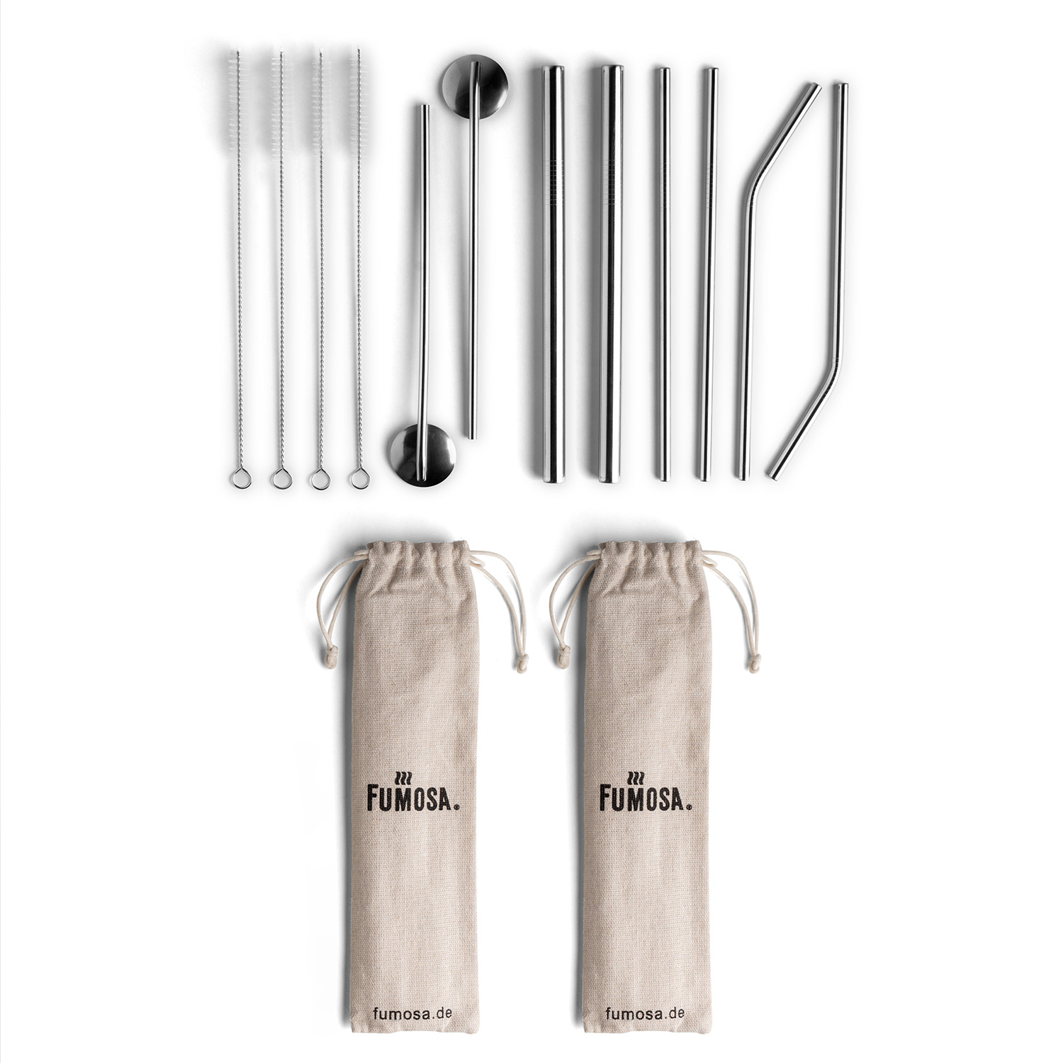 FUMOSA Edelstahl-Strohhalm Set, 14-tlg. 22101