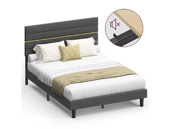 Bett SONGMICS TRUNK 140x200cm stoff grau