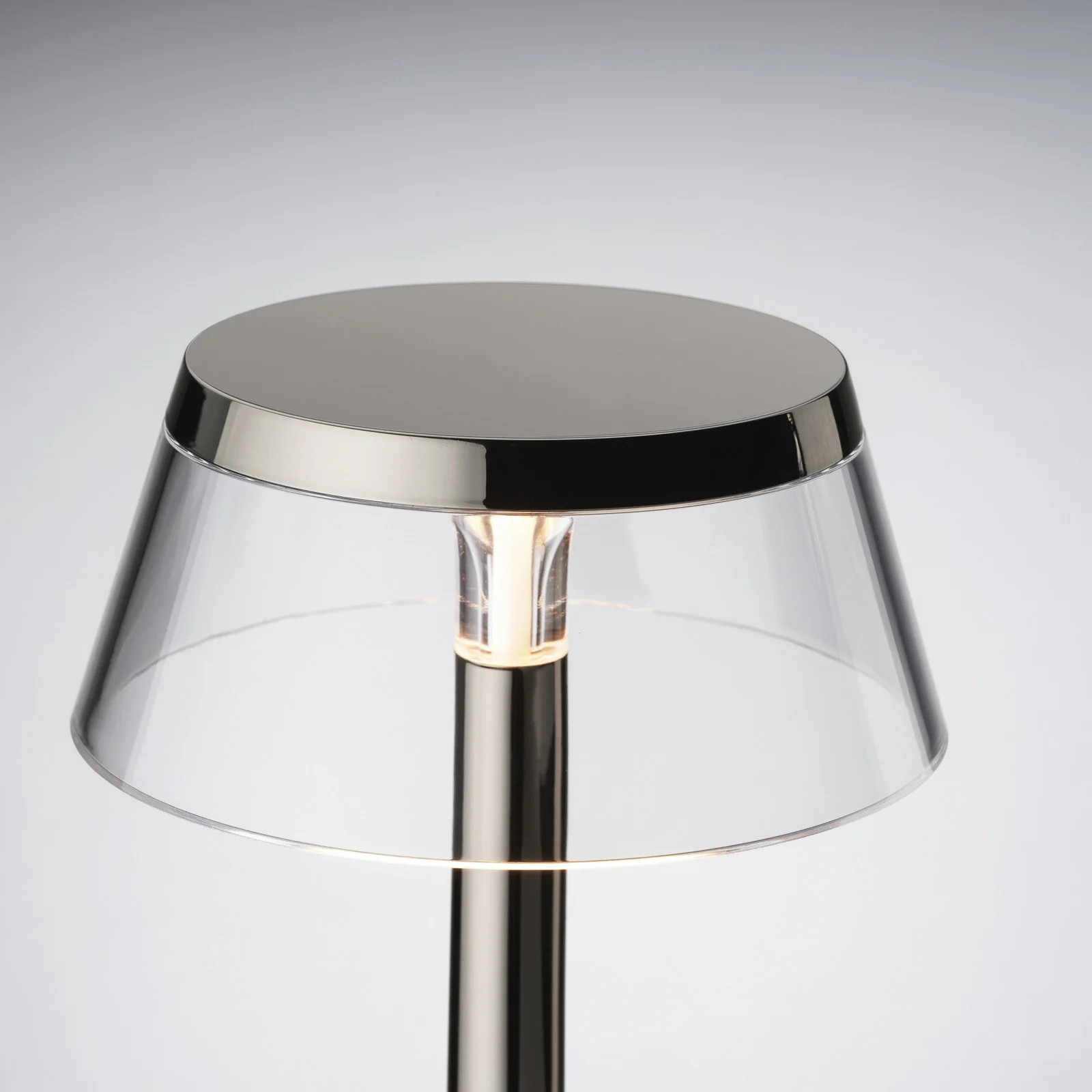 Flos Bon Jour Unplugged tafellamp Chrome/Black/Transparent