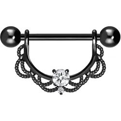 Chirurgenstahl Nippelpiercing ORIENTALISCHES DESIGN + KRISTALL