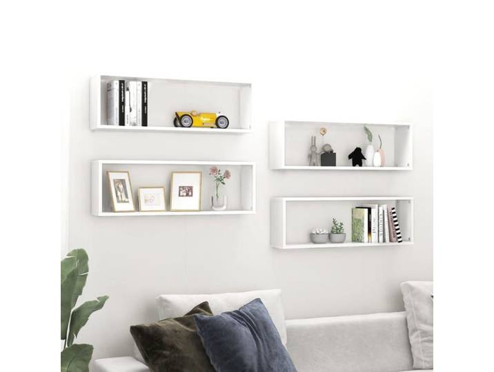 Étagères murales cube - - 4 pièces - Blanc - 80x15x26 5 cm - Bois d'ingénierie - Design élégant