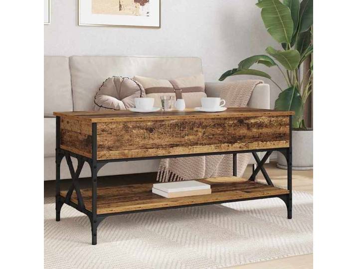 Table basse en bois d'ingénierie - - 100x50x50 cm - Bois ancien - 1 étagère - Convertible - Durable