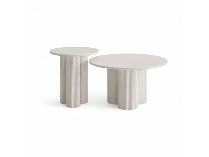 Couchtisch 2er Set Flow ø50/80 cm - Weiß
