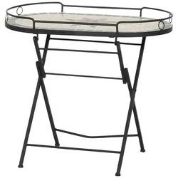 Siena Garden 875348 Stella Serviertisch Gestell Stahl schwarz matt, Fläche Keramik mehrfarbig, praktisch zusammenklappbar