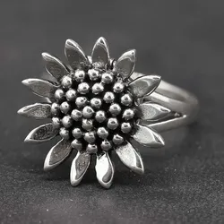 Drachensilber Giftring Sonnenblume Ring mit Fach 925 Silber 60 - Silber