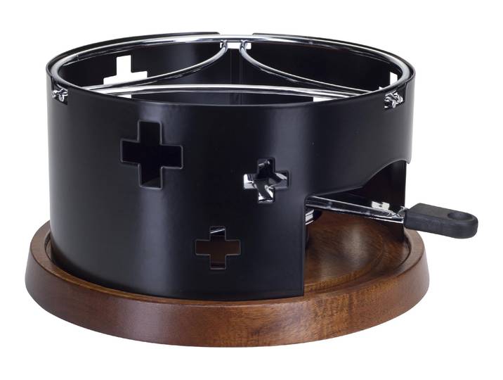 NOUVEL Fondue CH-Kreuz , schwarz, H:11cm Ø:23cm, Fondues, Akazienholz aus China, Fondue