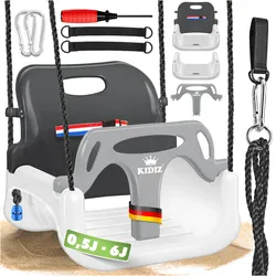 KIDIZ® Babyschaukel Kinderschaukel 3 in 1 Babysitz verstellbar Mitwachsend Schaukelsitz Gartenschaukel für Baby Kinder mit Rückenlehne und Anschnallgurt belastbar bis 100kg Indoor Outdoor
