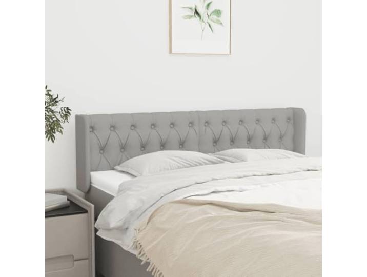 KTHLBRH Kopfteil in Hellgrau aus klassischem Stoff mit Beinen aus massivem Lärchenholz und verstellbarer Höhe zur Unterstützung des Rückens, ideales elegantes Design für Zimmer