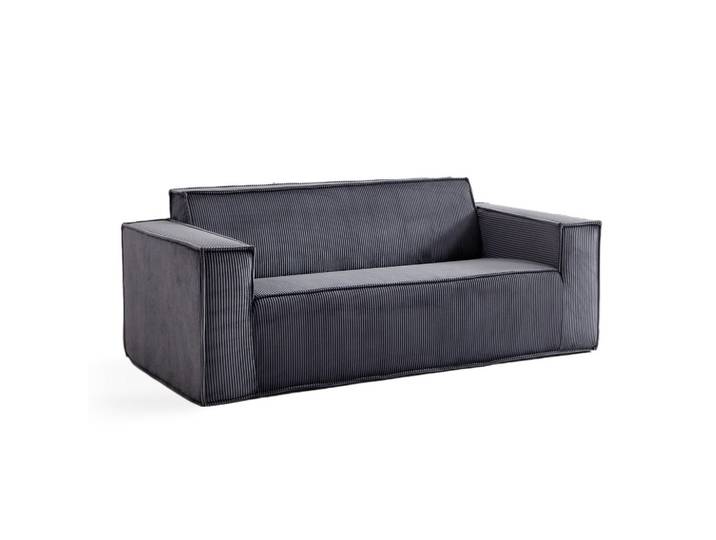 2-SITZER-SOFA Cord Grau mit Federkern, Montagefrei