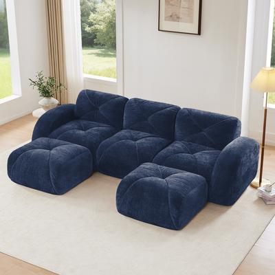 U-shaped Boneless Sofa,Tufted Design,32D High Density Sponge,Bottom Anti-Slip Design,No Assembly Required Bottom