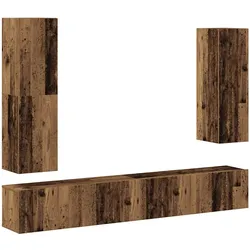 vidaXL 4-tlg. TV-Schrank-Set Wandmontage Altholz-Optik Holzwerkstoff