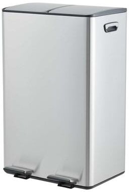 Garvee 2 x 8 Gal Trash Can Double Compartment Stainless Steel Garbage Can for Home, Office, Bathroom