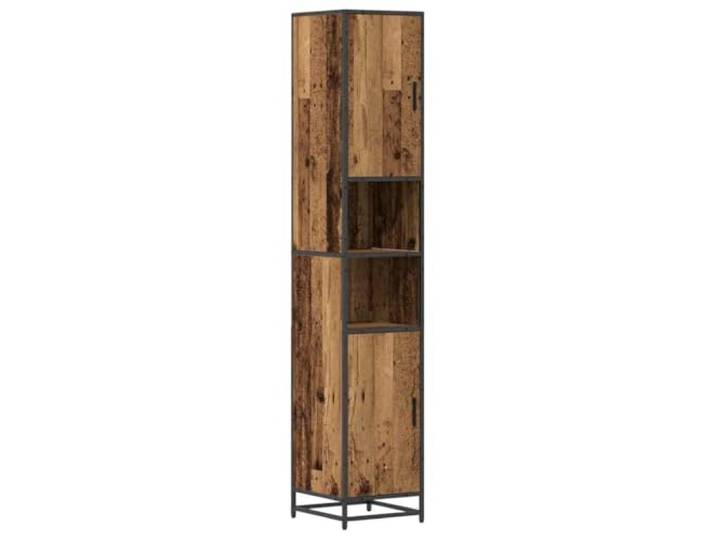 Badezimmermöbel-Set aus Holz, 35 x 37,5 x 188,5 cm Schrank mit Beinstruktur, bündige Türen, Metallgriffe, Einlegeböden aus Holz, Innengebrauch