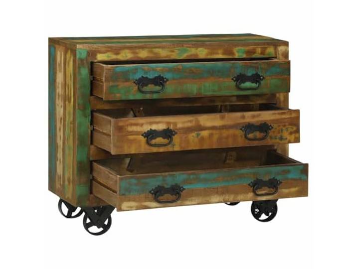 PUGYNBK Braunes Sideboard aus recyceltem Massivholz, 80 x 30 x 65 cm Vielseitiges Möbelstück, moderner Landhausstil, mehrere Schubladen, Verwendung als Buffet oder Media-Center