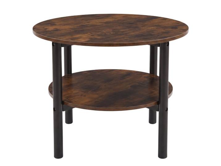 Scena Living Couchtisch zweistöckig rund Braun 60/60/45 cm, Rund, 60x45x60 cm, Wohnzimmer, Wohnzimmertische, Couchtische