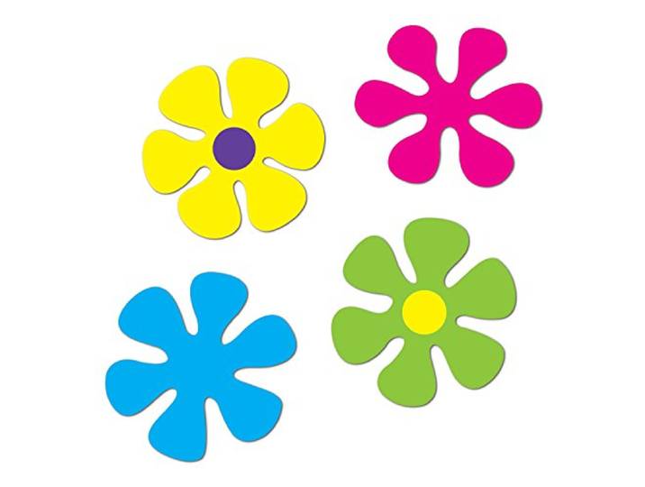 Beistle Kleurrijke Retro Bloem Cutouts-4 Pcs, Papier, Multicolor, One Size
