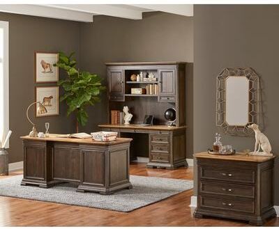Martin Furniture Double Pedestal Executive Desk, Fully Assembled, Brown