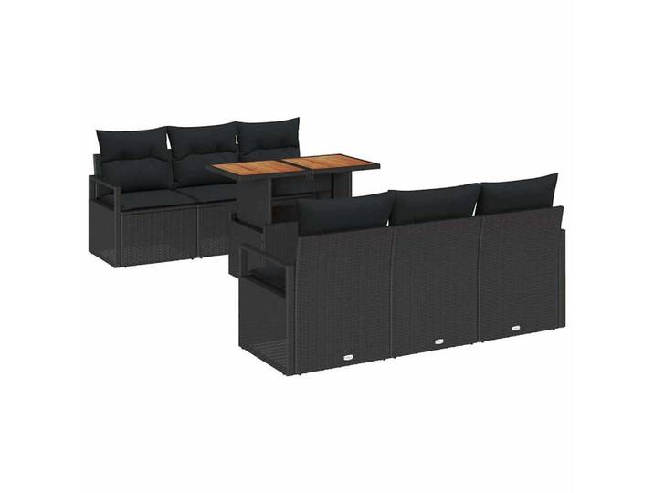 vidaXL Loungesofa Garten-Sofa-Set 7 stk. 6-Sitzanzahl Schwarz, 7 Teile
