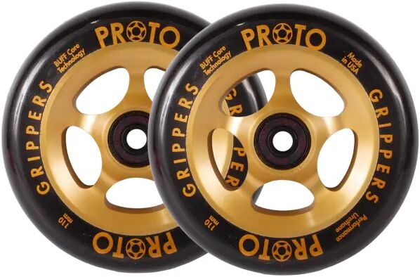 Proto Spoked Grippers Stunt Scooter Wheels 2-Pack (110mm - Black On Gold)  - Black;Gold