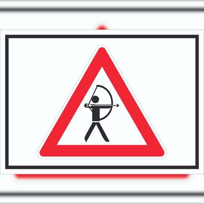 HB-Druck Achtung Bogenschießen Schild Symbol A1 (594x841mm)