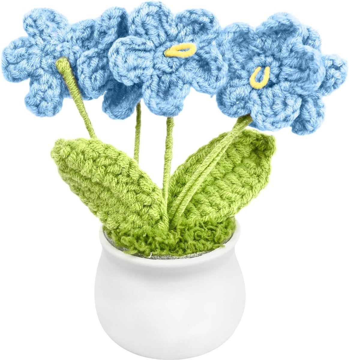 Handgemaakte Gehaakte Bloemen Blauw - Kunstbloemen Decoratie voor Thuis en Kantoor